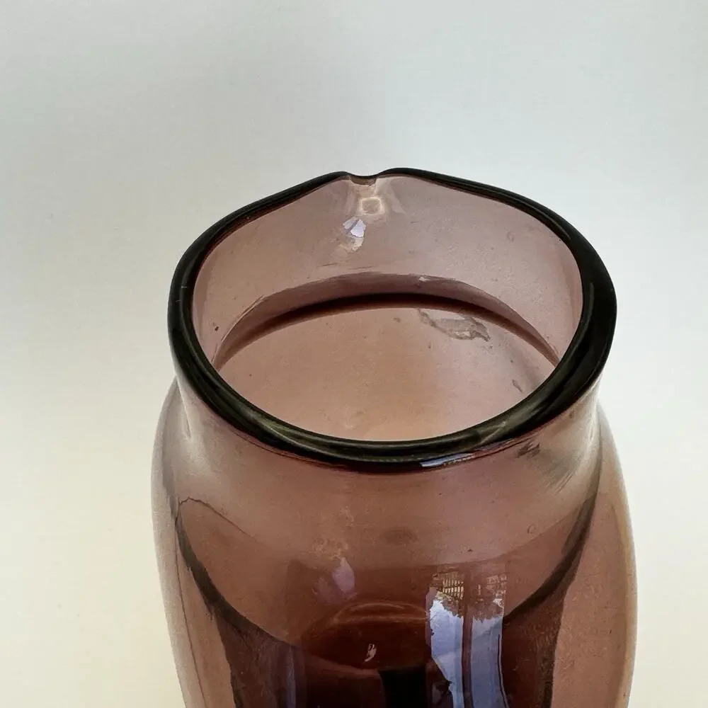 La Mailloche Quebec Purple Blown Art Glass Pinched Vase or Decanter Signed‎ 6